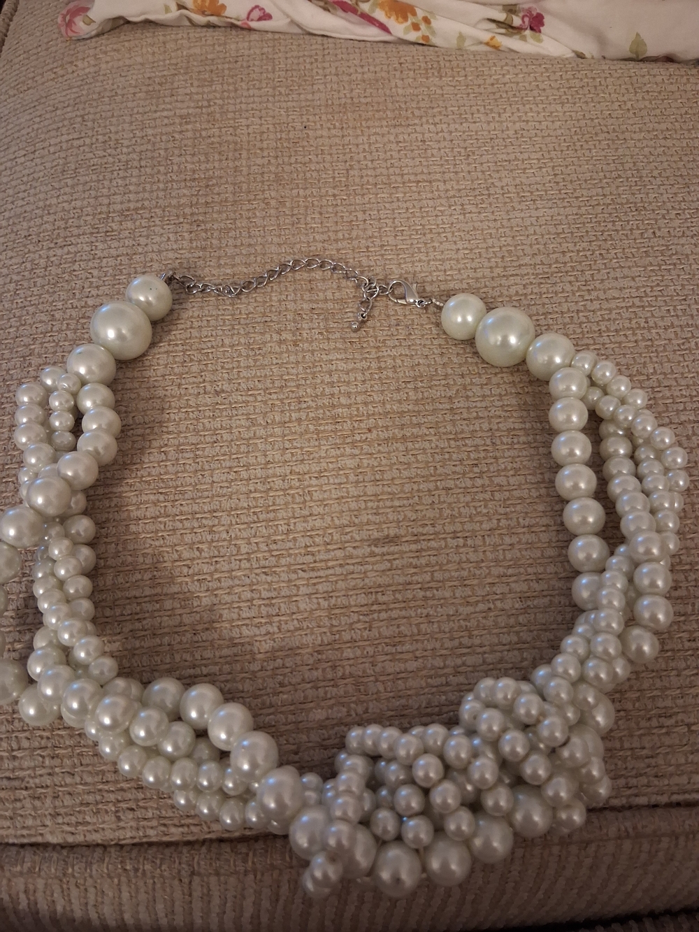 Classic Ivory Pearl Multi-Strand Knot Necklace